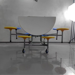 Modern Foldable <b>Round</b> <b>Dining</b> <b>Table</b> Set 120x120x71 Cm With 8 Colorful Stools For <b>Dining</b> Room - Product Image 3