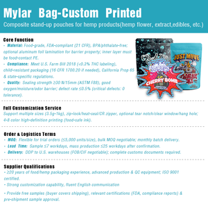 Sacchetto in Plastica Mylar con Chiusura a Zip Personalizzato con Logo, 1oz 28g / <span class=keywords><strong>7</strong></span> <span class=keywords><strong>Grammi</strong></span> / 4x5 Pollici 3,5 g, per Caramelle, Biscotti, Gelato, Antiodore - Product Image 6