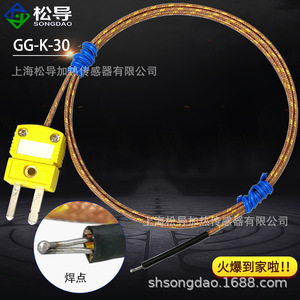 Cable de sensor de temperatura tipo K resistente a altas temperaturas GG-K-30-SLE+SMPW-K-M / Cable de medición de temperatura con conector de fibra de vidrio - Product Image 2