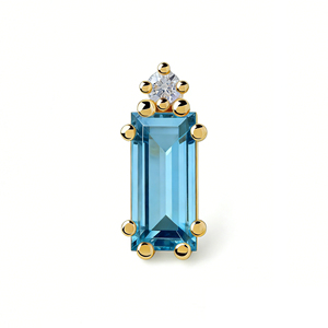 Boucles d'oreilles Lotus étanches en or massif 14k 18k jaune et blanc avec topaze bleue, sans filetage, bijoux de corps fins pour <span class=keywords><strong>piercing</strong></span> - Product Image 2