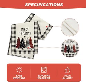 Décoration <span class=keywords><strong>de</strong></span> <span class=keywords><strong>table</strong></span> à manger <span class=keywords><strong>de</strong></span> cuisine <span class=keywords><strong>de</strong></span> vacances d'hiver, décor <span class=keywords><strong>de</strong></span> fête, aquarelle Buffalo Plaid Christmas Trees Merry Xmas <span class=keywords><strong>Table</strong></span> Runner - Product Image 5