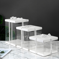 Boîte d'Emballage de Gâteau en Plastique Transparent Haute Carrée en Gros, Présentoir à Gâteaux de Boulangerie Pop et Boîte Cadeau pour Mariage