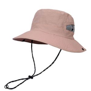 Striped Quick Drying Nylon Fisherman Outdoor Hiking Fishing Travel <b>Hat</b> Drawstring Closure Large Eave Sun Protection All-Season - Product Image 3