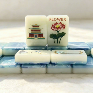Jeu de tuiles de mahjong américain en plastique sur le thème de la sirène de l'océan bleu Plum Panda, style plage, avec pieds pliables pour 4 joueurs - Product Image 3