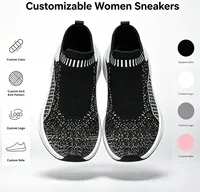 Chaussures décontractées pour femmes en tricot volant, OEM ODM, couleur personnalisée, légères, durables, antidérapantes, amortissantes, baskets athlétiques