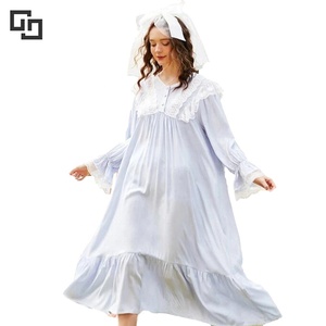 Robe <span class=keywords><strong>de</strong></span> nuit à manches longues personnalisée pour femmes Chemise <span class=keywords><strong>de</strong></span> nuit en dentelle pour <span class=keywords><strong>princesse</strong></span> Robes <span class=keywords><strong>de</strong></span> nuit pour femmes - Product Image 4