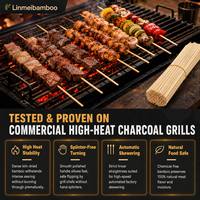 Brochettes de barbecue en bambou naturel épaisses de 5 mm avec corps résistant à la chaleur pour grillades de viandes lourdes, vente en gros