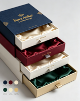 Boîte à bijoux de luxe dorée à fermeture magnétique, faite à la main, écologique, doublée de satin