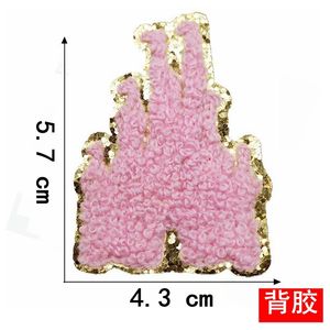 Vêtements à la mode sac Chenille Patch sac à dos mignon château avion arc noeud fer sur chapeau patchs en gros pour vêtements enfants - Product Image 6