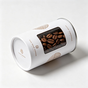 Boîte en carton cylindrique avec logo personnalisé, fenêtre transparente, tube en papier recyclable, emballage pour grains de café - Product Image 6