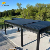 Pergola Bioclimatique Électrique de Luxe Moderne en Aluminium Thermolaqué, Étanche à la Pluie, Anti-Pourriture, avec Éclairage LED pour Balcon et Écran d'Ombrage