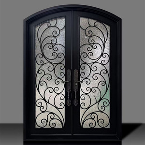 Puerta Batiente <span class=keywords><strong>de</strong></span> Hierro Forjado <span class=keywords><strong>de</strong></span> Alta Resistencia Antirrobo <span class=keywords><strong>para</strong></span> Proyectos <span class=keywords><strong>de</strong></span> Villas y Hoteles <span class=keywords><strong>de</strong></span> Lujo, Puerta <span class=keywords><strong>de</strong></span> Entrada Ornamentada Forjada a Mano con Acabado Antioxidante - Product Image 4