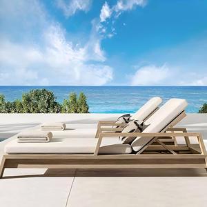 Modern Villa Outdoor Lounger Chair Hotel Outdoor Comfortable Teak Sun Lounger Resort Swimming Pool Lounger Chair Beach Furniture - Product Image 4