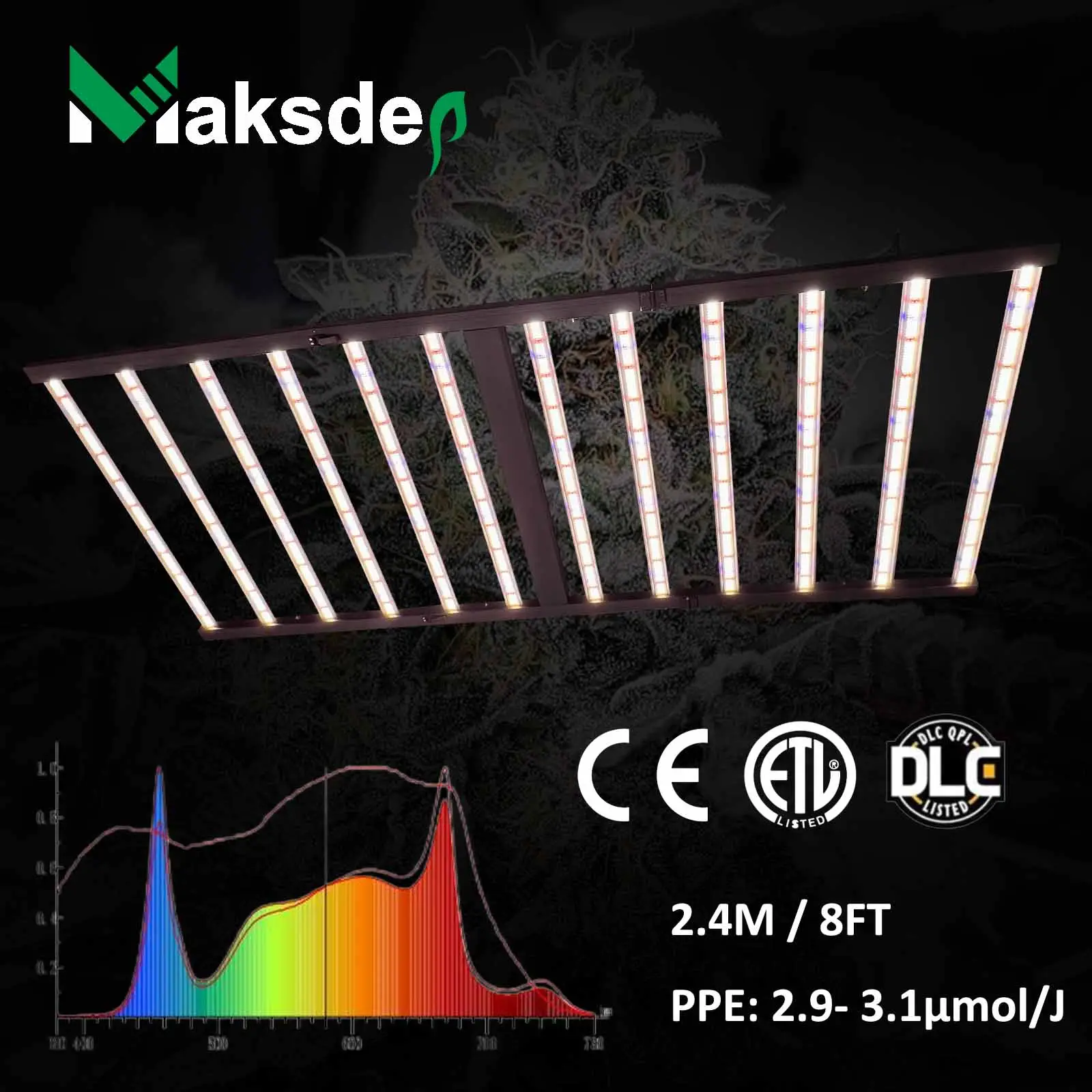 Nueva tendencia 2,4 m 8FT Luz de cultivo Led grande 1000W 1200W para crecimiento de plantas comerciales de interior Smasung Grow Light Full Spectrum