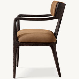 Sedie da Pranzo Moderne in Legno Massello <span class=keywords><strong>con</strong></span> Rivestimento in Tessuto, Poltroncine <span class=keywords><strong>con</strong></span> <span class=keywords><strong>Schienale</strong></span> per Interni - Product Image 3