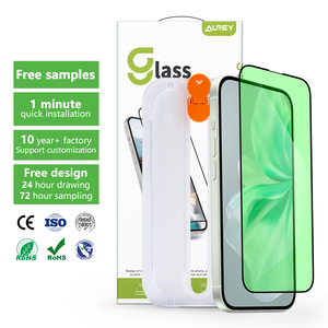Aurey Anti-lumière <span class=keywords><strong>bleue</strong></span>, bloque 100% des rayons ultraviolets, protection d'écran complète pour <span class=keywords><strong>iPhone</strong></span> 15 16 avec plateau d'installation - Product Image 1