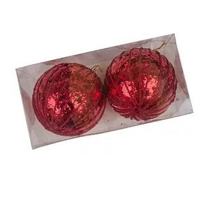Árbol de Navidad hecho a mano colgante embrión bola decoraciones personalizable lentejuelas Rojas espuma 8cm tamaño para Navidad