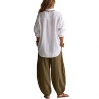 Ensemble deux pièces décontracté bohème pour femme : chemise à manches longues et pantalon harem ample – Tenue de vacances en gros pour revendeurs de boutiques