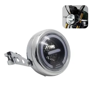 6.5 in Amber LED Retro Headlight DRL & Bracket For Honda CG125 GN125 Cafe Racer Custom