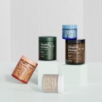 Pot en verre personnalisé pour Matcha Mind Nutrition, bouteille givrée verte en forme de capsule avec boîte, emballage de fruits mélangés pour la beauté et le bien-être