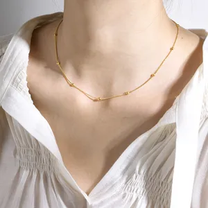 Satellite Chain Necklace Dainty Thin Ball Chain Necklace Gold Layered Necklace For Women Basic Jewelry