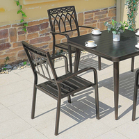 Ensemble de salle à manger d'extérieur en fonte d'aluminium 4 places pour jardin, table basse de loisirs et chaises pour balcon