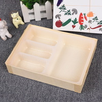 Boîte à lunch pliable en bois avec intérieur en plastique, boîte à nourriture en bois