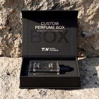 Boîte cadeau personnalisée noire pour eau de parfum et boîte de présentation magnétique pour parfum avec boîte en papier parfumé pour emballage de parfum