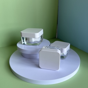 Bán Buôn Trong Kho 15G ABS PP Chất Liệu Vuông Nhựa Kem Jar Mỹ Phẩm Bao Bì Vẻ Đẹp Rỗng Chăm sóc Da Container Nắp Màu Trắng - Product Image 1