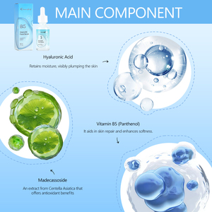 Sérum facial à la vitamine B5 pour le visage avec acide hyaluronique réparant la peau raffermissant les soins de la peau sérum 5 en 1 pour le vieillissement des soins de la peau OEM - Product Image 5