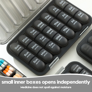 Pillbox 28 Compartment Large Capacity Sealed Medicine Dispenser For Weekly Pill Storage Food Grade PP Material - Product Image 3