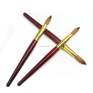Pinceaux à ongles en acrylique 3D de qualité supérieure, manche en bois rouge classique avec embout doré, 100% Kolinsky premium, pour l'application d'ongles - Product Image 3
