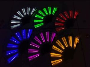 พัดมือพับได้ขนาดใหญ่ 33 ซม. แบบ LED สำหรับงานเรฟ พร้อมโครงไม้ไผ่และผ้าสีขาวหรือสีดำ รวมแบตเตอรี่ - Product Image 6