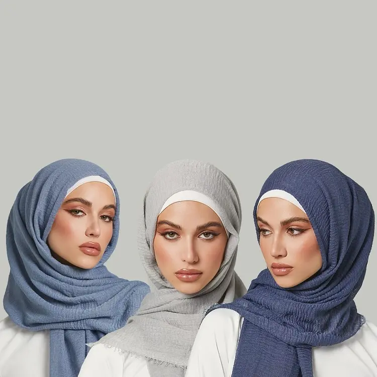 P. Gezonde Fabriek Top Selling Goedkope Prijs Moslim Vrouwen Sjaal Crinkle Katoen Hijab