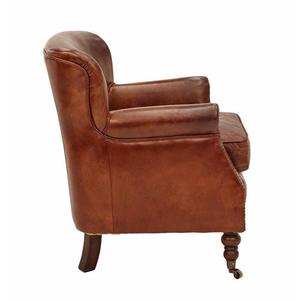 Comfortable Classic Leather Arm Chair Wooden <b>Frame</b> Durable Construction Perfect For Living Room Lounges Or Study Areas - Product Image 5