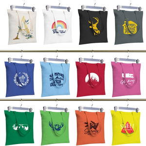 Bas's Sac fourre-tout en coton recyclable de conception personnalisée et épaisse, très résistant, sac en toile uni pour le marché en ligne avec motif de logo - Product Image 4