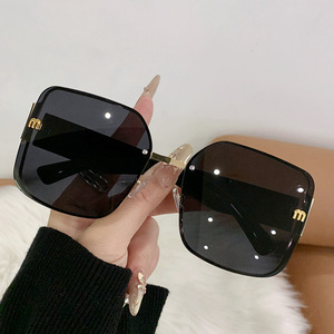 M Letter Square <b>Sunglasses</b> Metal Frame UV400 PC Lens Unisex Fashionable Street Style - Product Image 3
