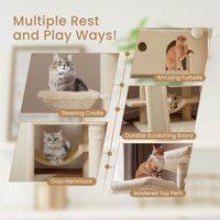 Arbre à chat multi-niveaux haut de gamme avec condo confortable et hamac doux - Tour d'escalade moderne pour chat pour jouer à l'intérieur - Commande en gros/