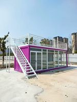 Rumah Kontainer Prefab Ungu Instalasi Cepat, Rumah Mungil Baja Modular Modern, Apartemen Teras Atap Ramah Lingkungan