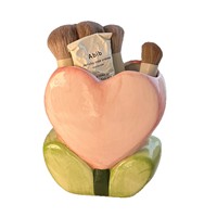 Boîte de rangement simple et mignonne en céramique en forme de cœur détachable pour pinceaux de maquillage, porte-stylos, décoration de coiffeuse