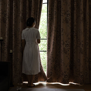 <span class=keywords><strong>Rideau</strong></span> occultant double couche avec voilage, motif floral pivoine rétro d'Asie du Sud-Est, pour salon, chambre et fenêtre en <span class=keywords><strong>baie</strong></span> - Product Image 4