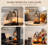 Lampe chauffe-bougie avec minuterie et variateur d'intensité - Cadeaux d'anniversaire pour femmes, décoration de chambre, abat-jour en verre gris fumé