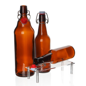 750ml 1000ml Tapa abatible plana fácil Botellas abatibles de vidrio transparente con tapa de tapón hermético para cerveza Vino Agua 100PCs MOQ - Product Image 5