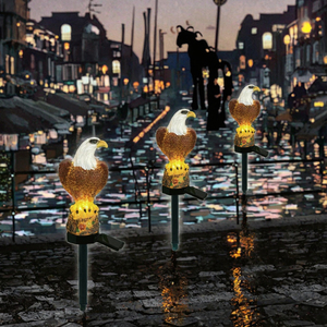 Lampe solaire LED extérieure étanche IP65, panneau solaire en résine en forme d'aigle, lampes décoratives à piquet pour jardin et pelouse, blanc chaud, certifiée CE, 10W - Product Image 3