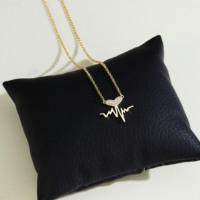 Collar con Colgante de Letra Corazón Chapado en Oro CM, con Circonita Apilable, Moda Mujer