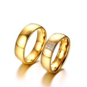 Wholesale Stainless Steel Diamond Wedding <b>Ring</b> 18K Gold Plated Trendy Engagement <b>Couple</b> <b>Rings</b> with High Quality Zircon Stone - Product Image 5