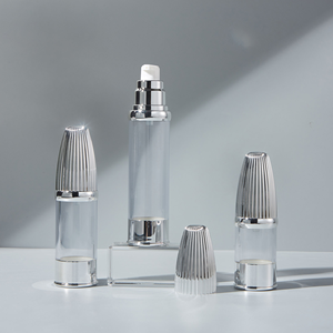 Flacon pompe airless de luxe 15ml 30ml 50ml avec capuchon parapluie, contenant cosmétique sous vide pour fond de teint, sérum, lotion, capuchon argenté - Product Image 1