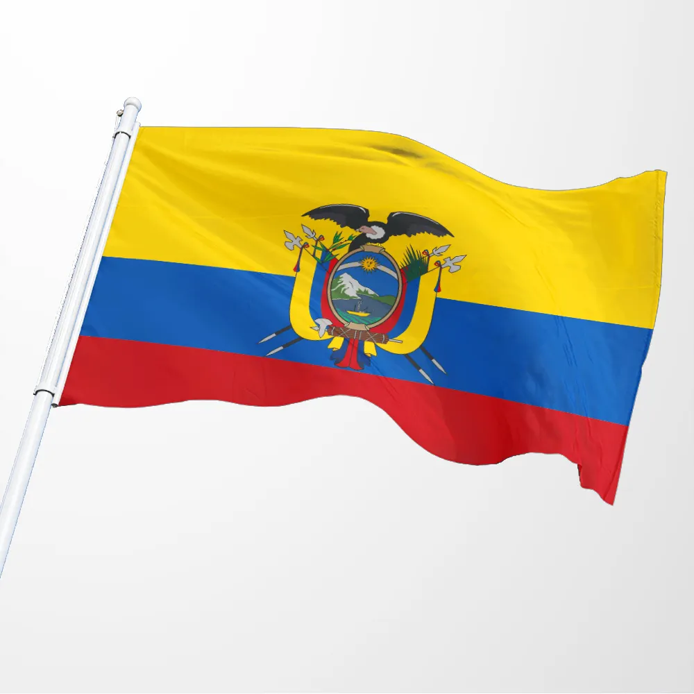 Werbeartikel Großhandel Hitze beständig 3x5 ft Polyester Banderas de Paises Ecuador Custom Ecuador Flagge