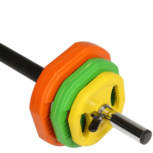 FDFIT ที่กําหนดเองออกกําลังกายที่บ้านอุปกรณ์ออกกําลังกายยกน้ําหนัก Barbell บาร์ที่มีสีสันมือจับแผ่นบาร์หมอบลึก - Product Image 4