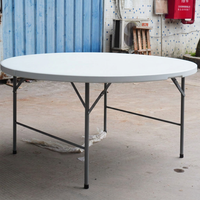 Table ronde pliable en plastique pour banquet portable, idéale pour les mariages, la restauration, les fêtes, les pique-niques, le camping, le jardin, les restaurants, les hôtels